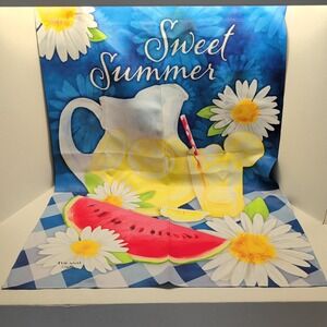 Toland House Flag Sweet Summer Lemonade Watermelon Daisy 12639 28"x40"